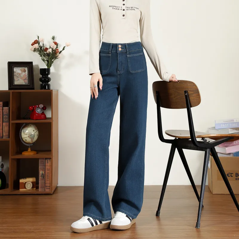 FAWENXIANGZI Jeans Women's Dark Blue-6