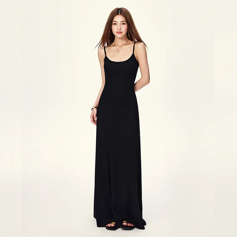 YINLEI Slip Dresses Women's Black-3