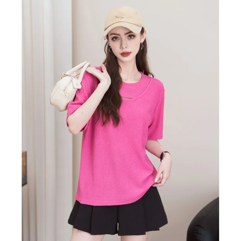 FAWENXIANGZI Set in Sleeve T Shirt Women's-3