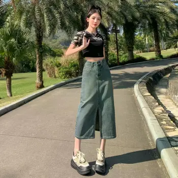 YINLEI Denim Long Skirt Women's