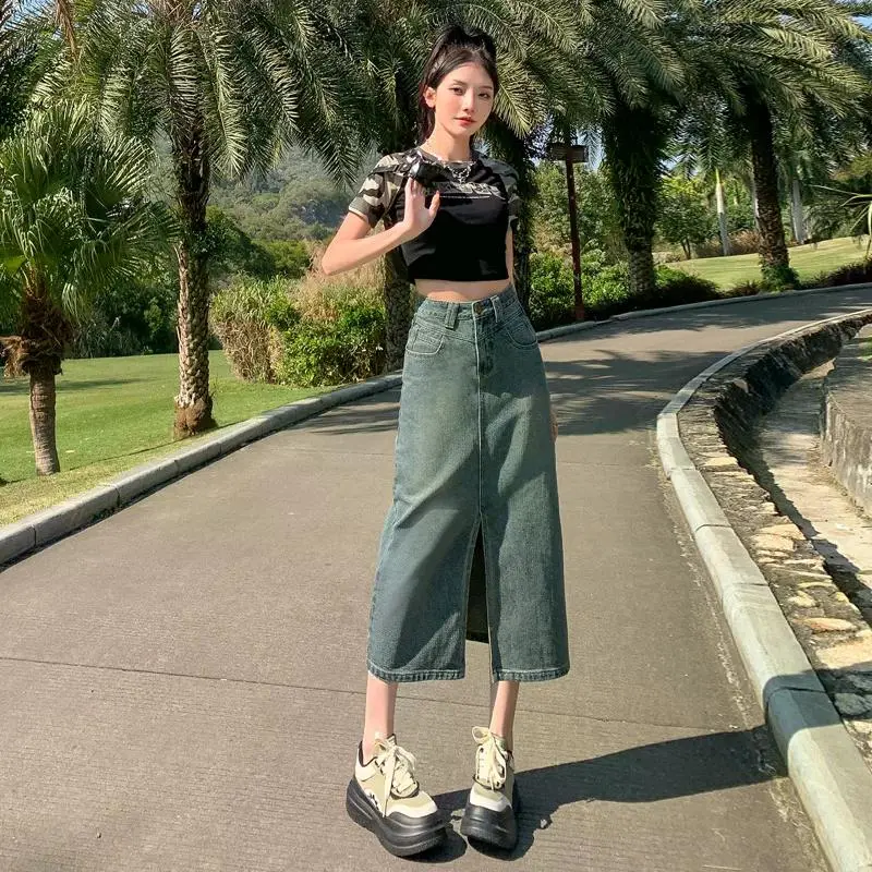 YINLEI Denim Long Skirt Women's-0
