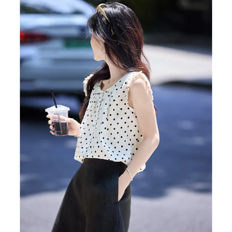 Still quiet Shirts Women's Beige Polka Dot-4