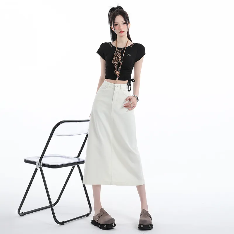 YINLEI Denim Long Skirt Women's-2