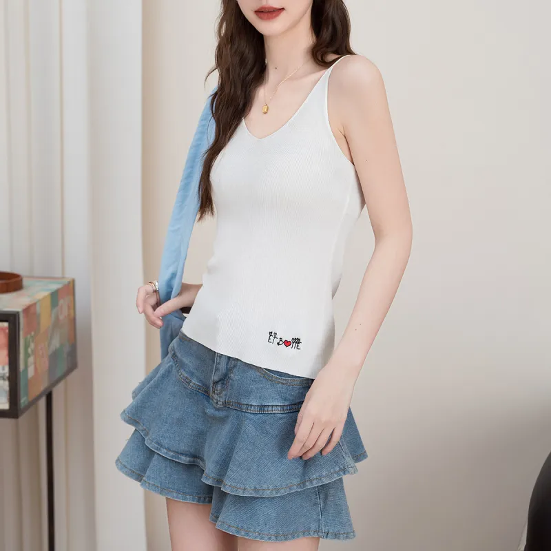 FAWENXIANGZI Tank Tops Women's White-1