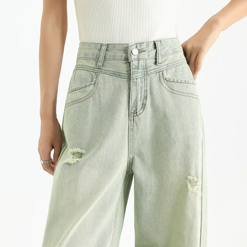 FAWENXIANGZI Jeans Women's Light Blue-5