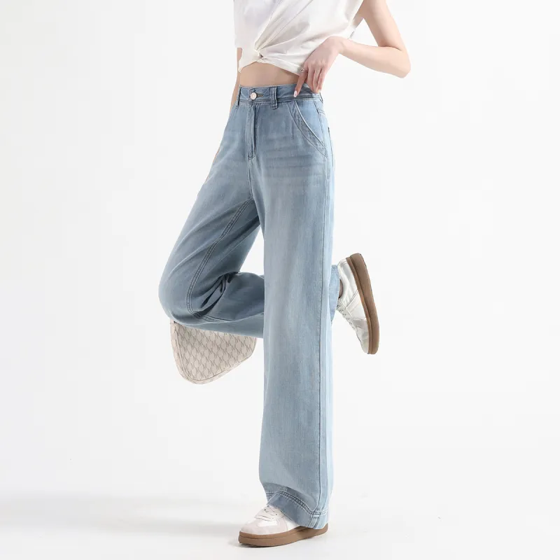 FAWENXIANGZI Jeans Women's Light Blue-4