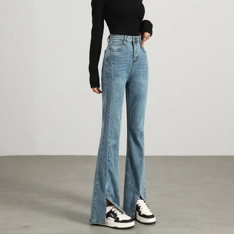 FAWENXIANGZI Jeans Women's Light Blue-5