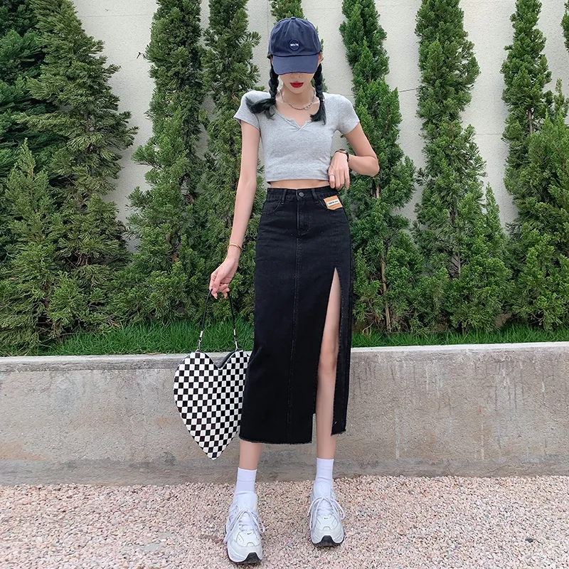 YINLEI Denim Long Skirt Women's-3