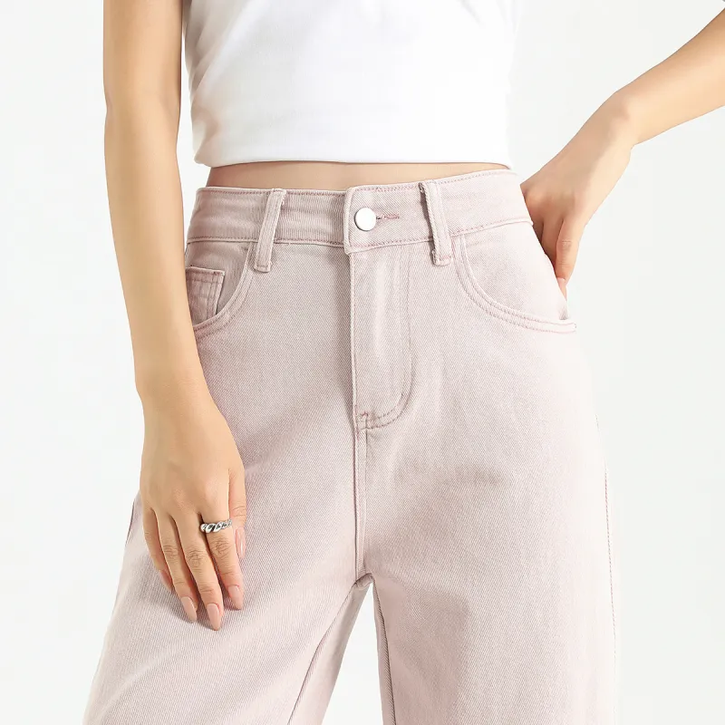 FAWENXIANGZI Jeans Women's Denim Pink-6