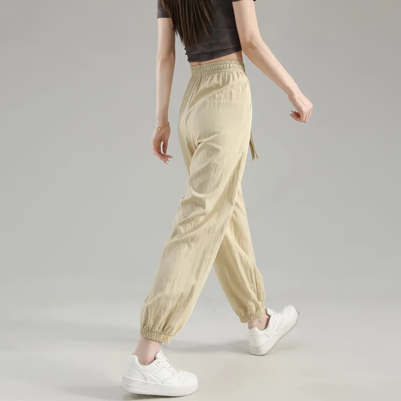 Tonlion Casual Pants Women's Beige Apricot-9