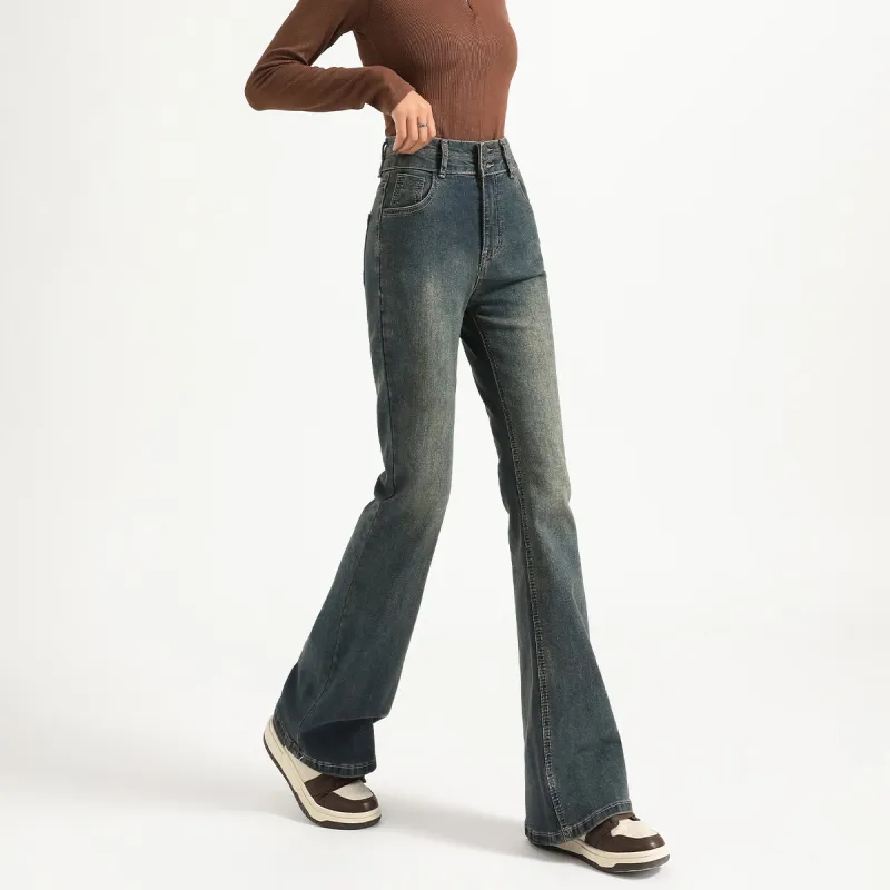 FAWENXIANGZI Jeans Women's Vintage Blue-3