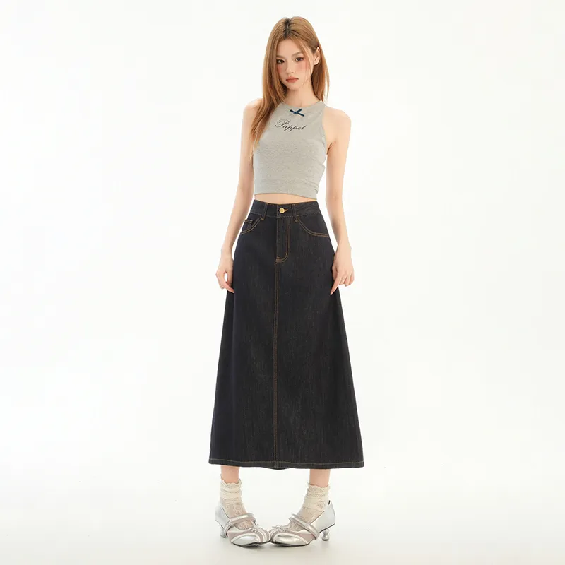 YINLEI Denim Long Skirt Women's-2