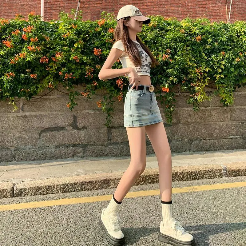YINLEI Denim Short Skirts Women's-4