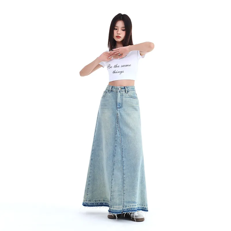 YINLEI Denim Long Skirt Women's-1