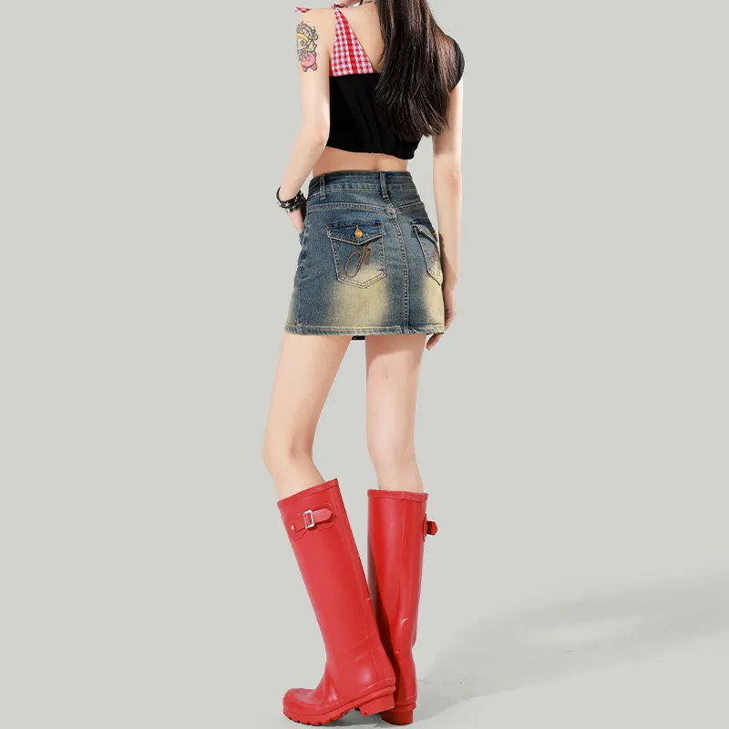 YINLEI Denim Short Skirts Women's-1
