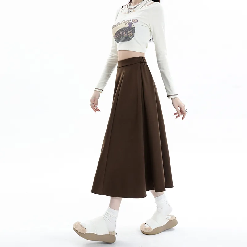 YINLEI Knit Long Skirts Women's-3