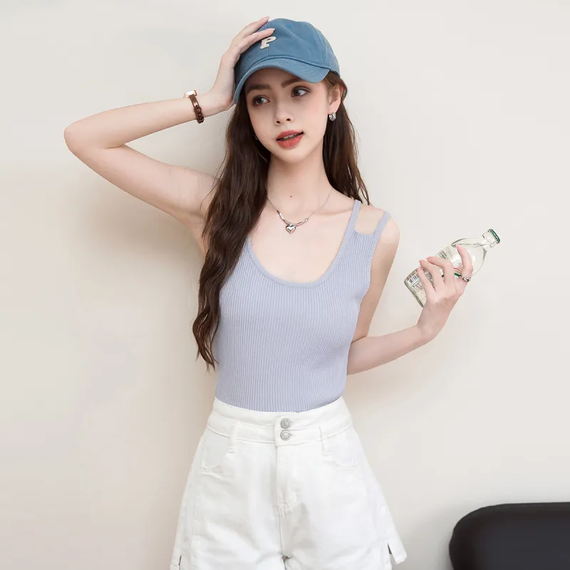 FAWENXIANGZI Tank Tops Women's Light Blue-2