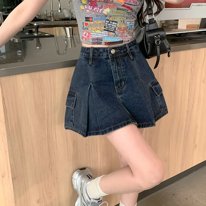 YINLEI Denim Short Skirts Women's-5