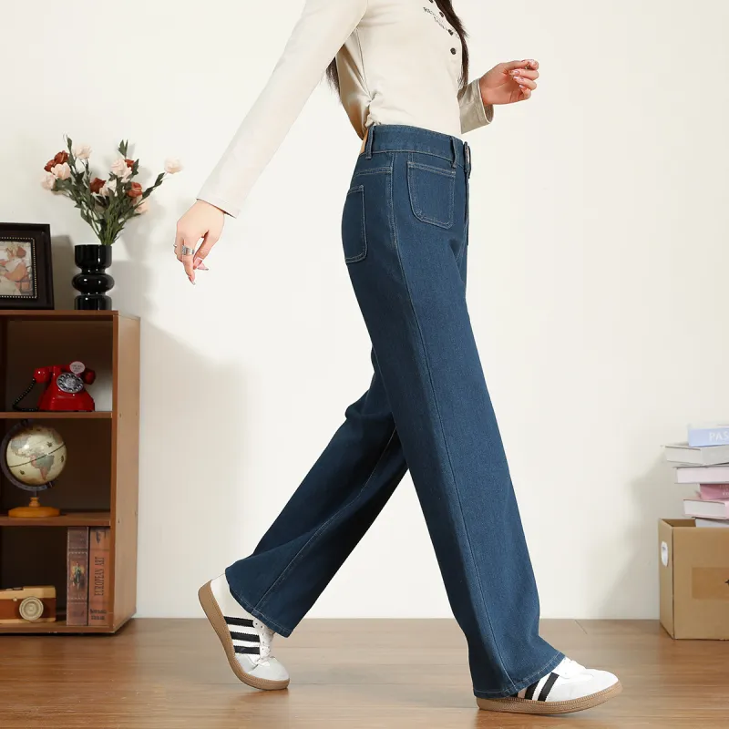 FAWENXIANGZI Jeans Women's Dark Blue-5