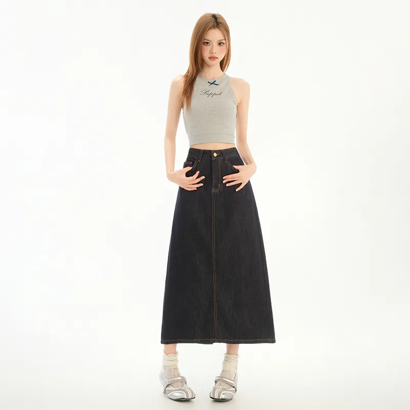 YINLEI Denim Long Skirt Women's-4