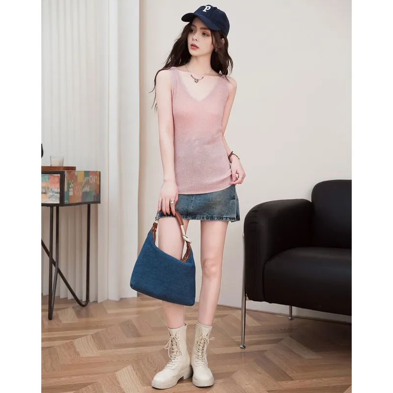 FAWENXIANGZI Tank Tops Women's Pink-2