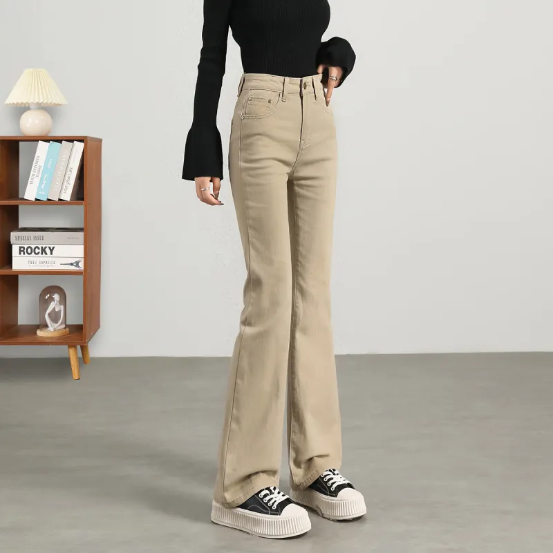 FAWENXIANGZI Jeans Women's Khaki-4