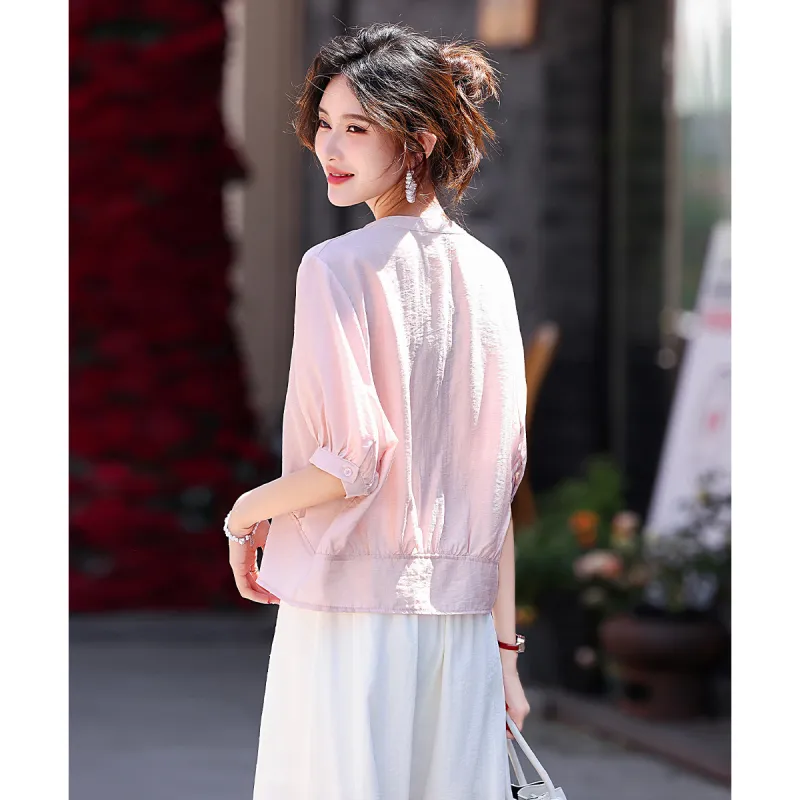 ZHUSHIFANGYUAN Shirts Women's Pink-6