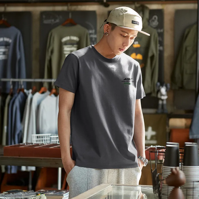 Tonlion T Shirts Men Dark Stone Gray-1