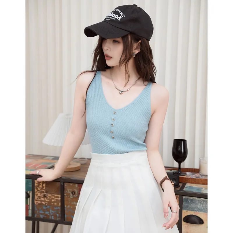 FAWENXIANGZI Tank Tops Women's Light Blue-2