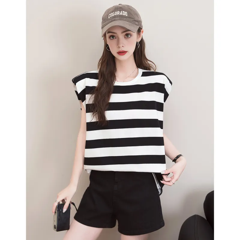 FAWENXIANGZI T Shirts Women's Black & White-5