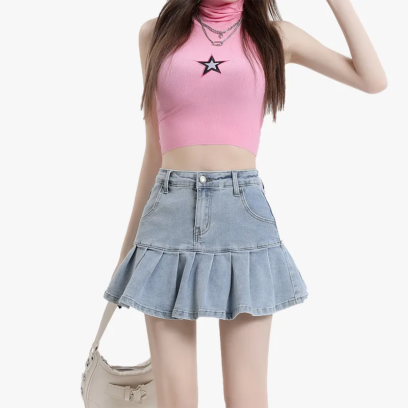 YINLEI Denim Short Skirts Women's-3