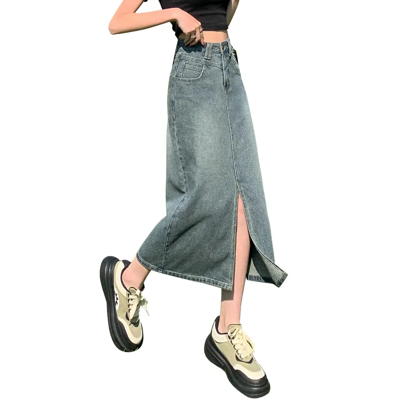 YINLEI Denim Long Skirt Women's-1