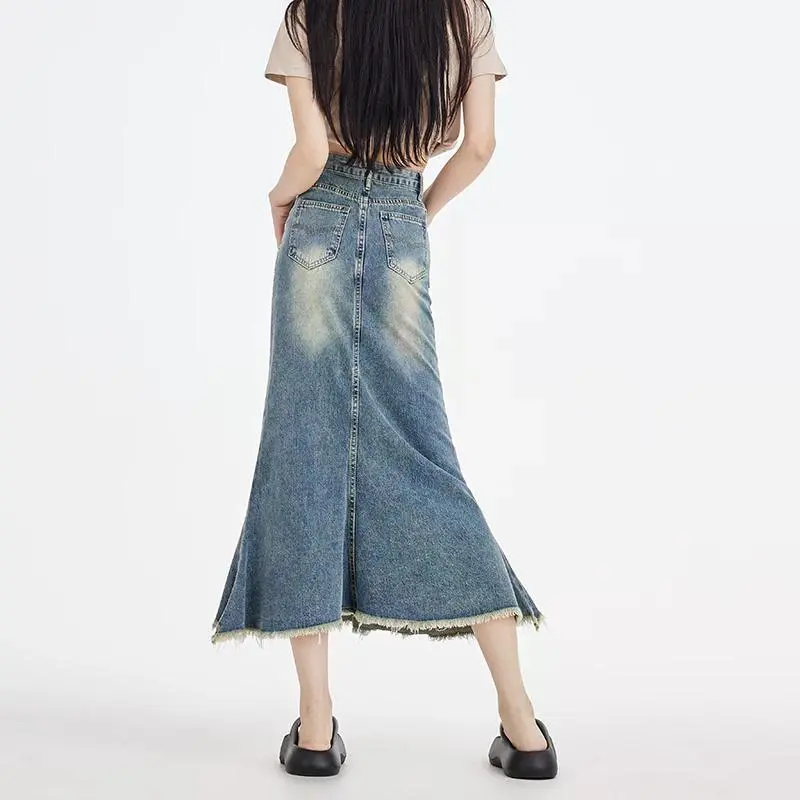 YINLEI Denim Long Skirt Women's-4