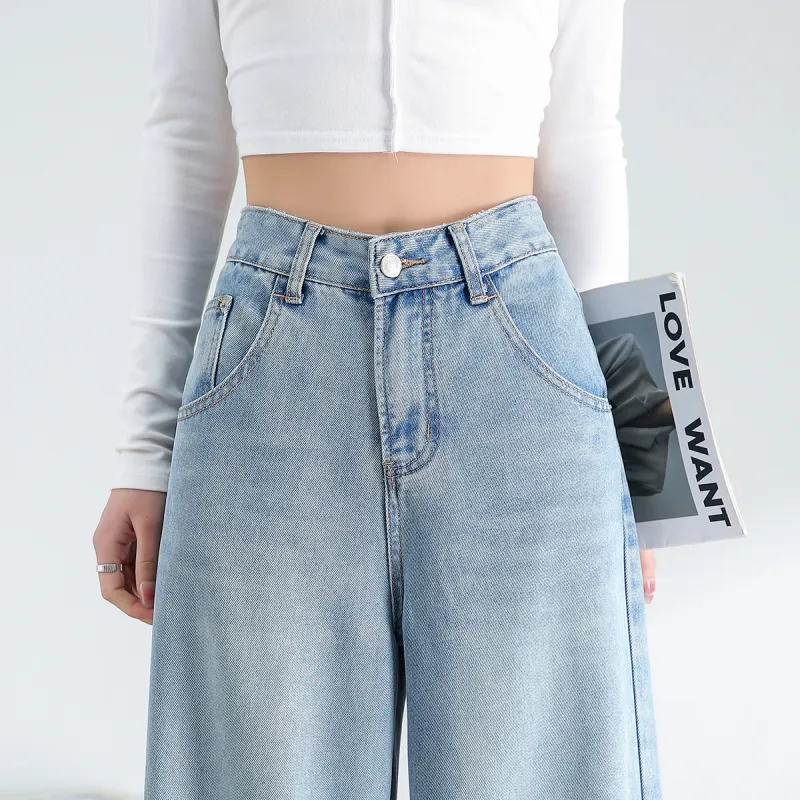 FAWENXIANGZI Jeans Women's Light Blue-2
