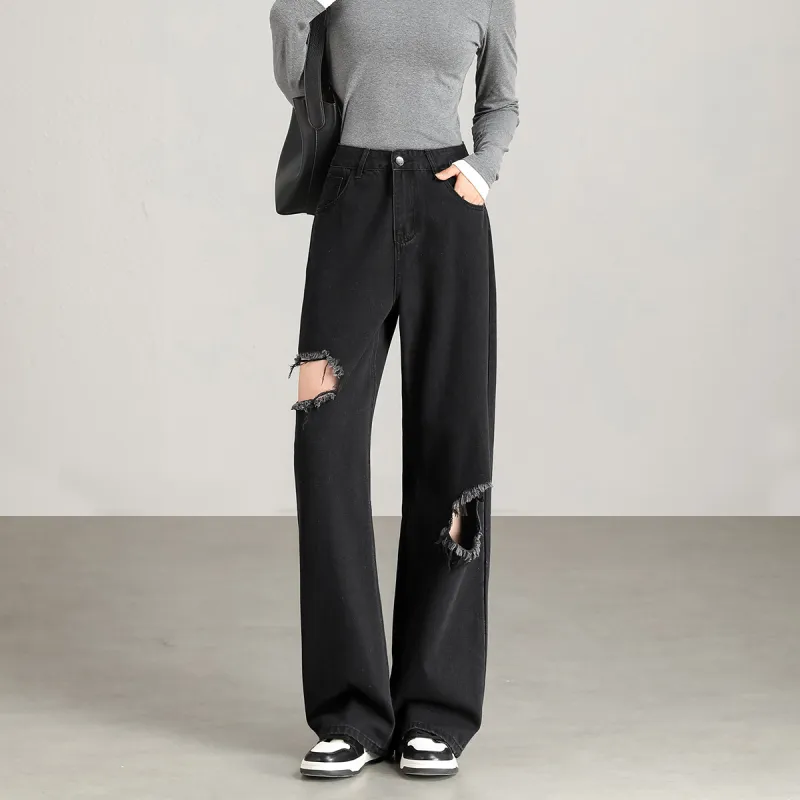 FAWENXIANGZI Jeans Women's Black-5