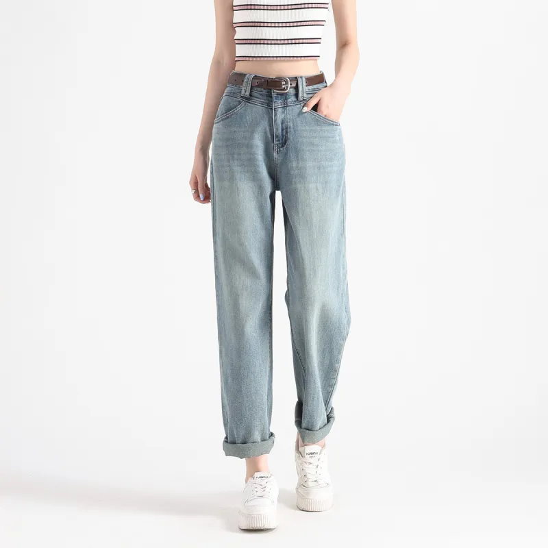 FAWENXIANGZI Jeans Women's Vintage Blue-7