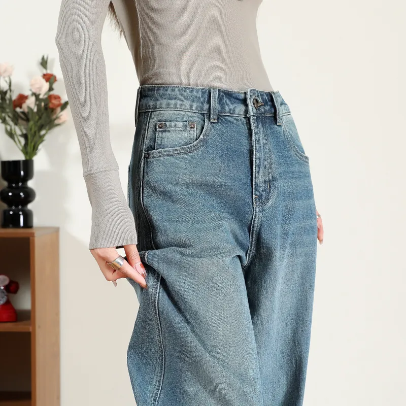 FAWENXIANGZI Jeans Women's Light Blue-2