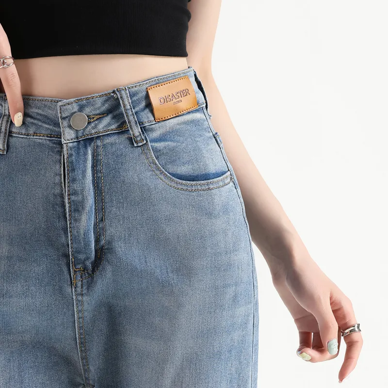 FAWENXIANGZI Jeans Women's Light Blue-7