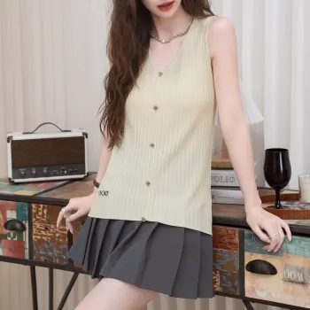 FAWENXIANGZI Tank Tops Women's Apricot
