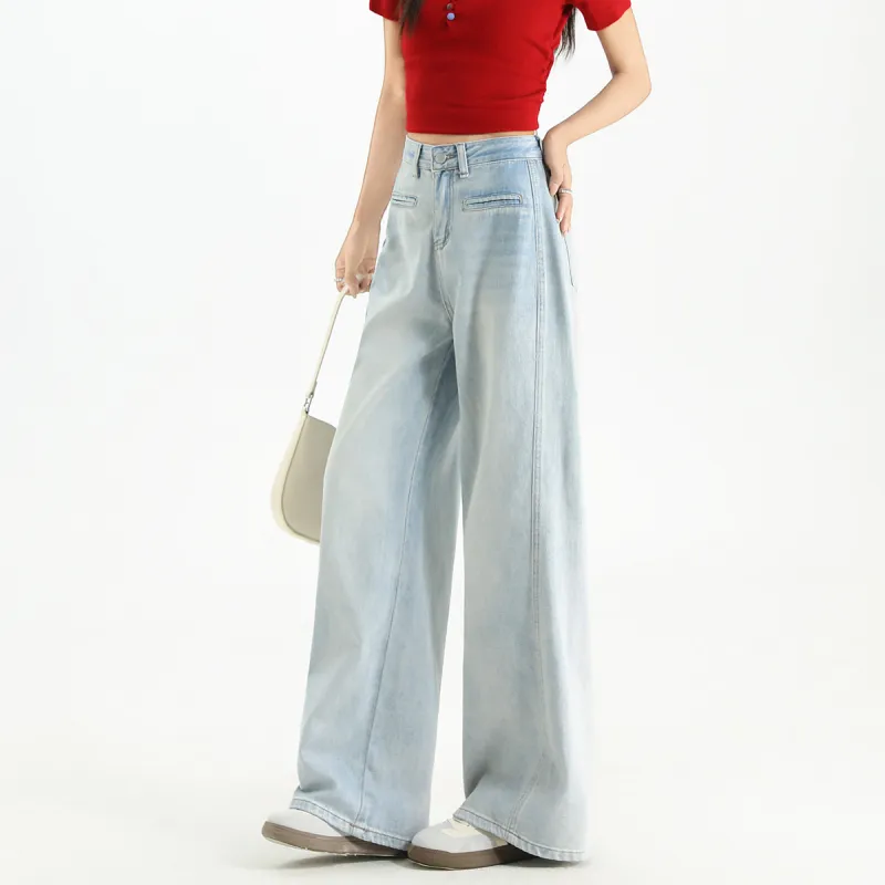 FAWENXIANGZI Jeans Women's Light Blue-4