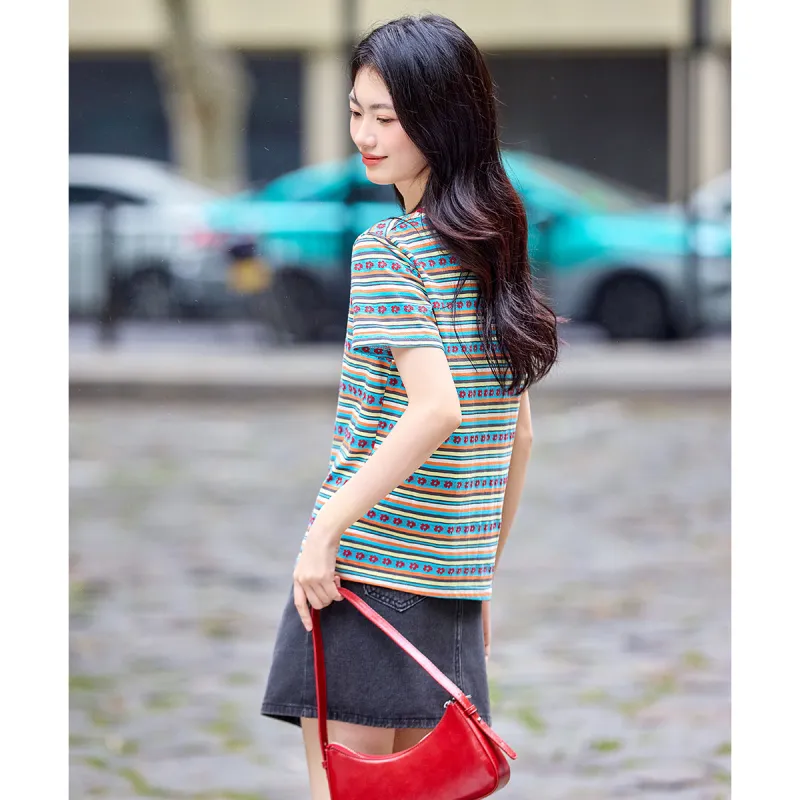 Still quiet T Shirts Women's Red/Multicolor-0