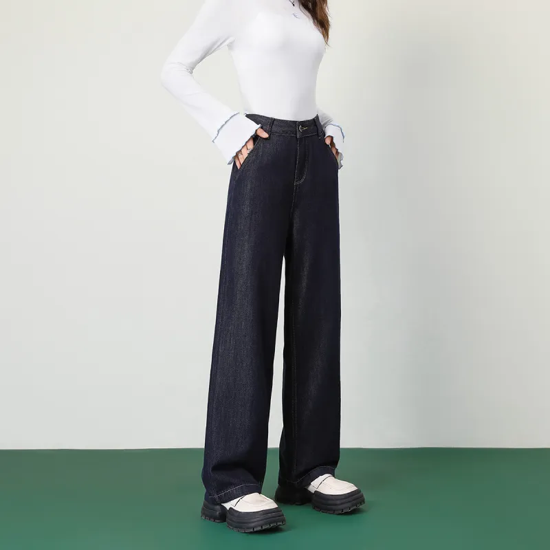 FAWENXIANGZI Jeans Women's Dark Blue-1