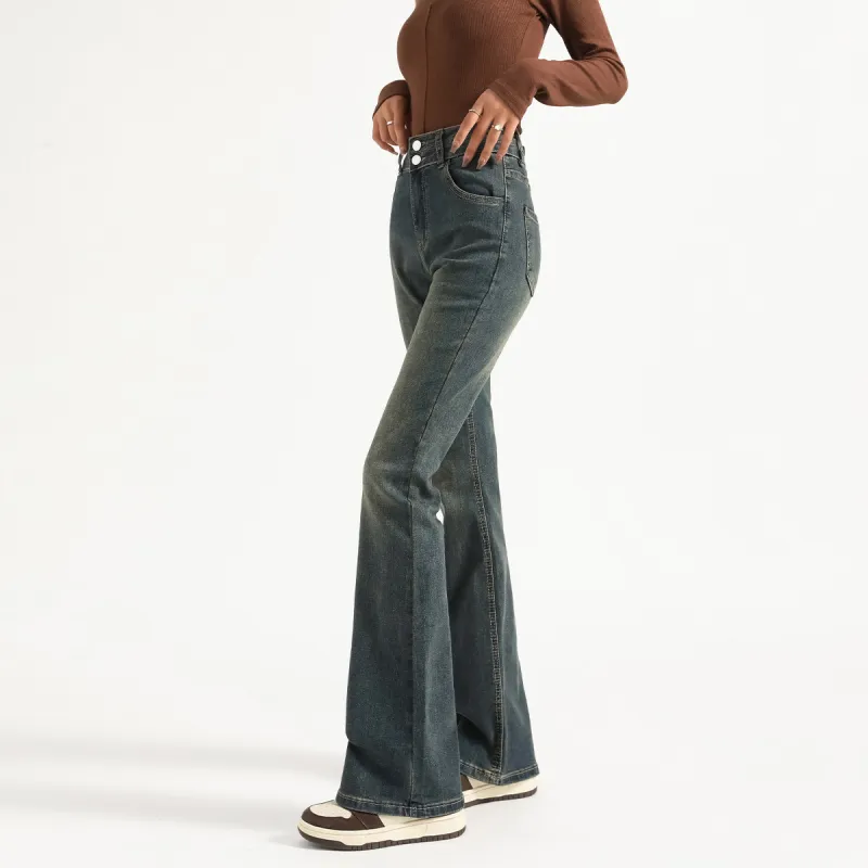 FAWENXIANGZI Jeans Women's Vintage Blue-4