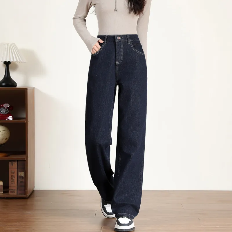 FAWENXIANGZI Jeans Women's Dark Blue-5