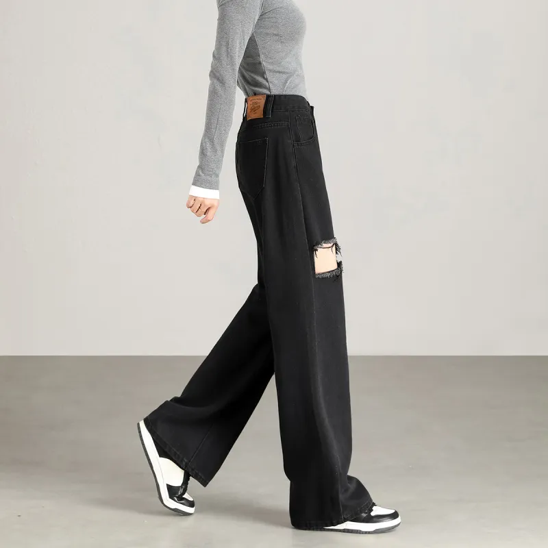 FAWENXIANGZI Jeans Women's Black-2