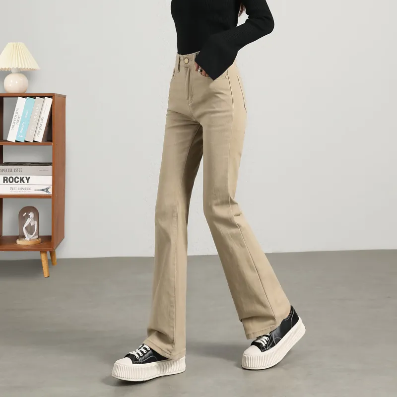 FAWENXIANGZI Jeans Women's Khaki-3