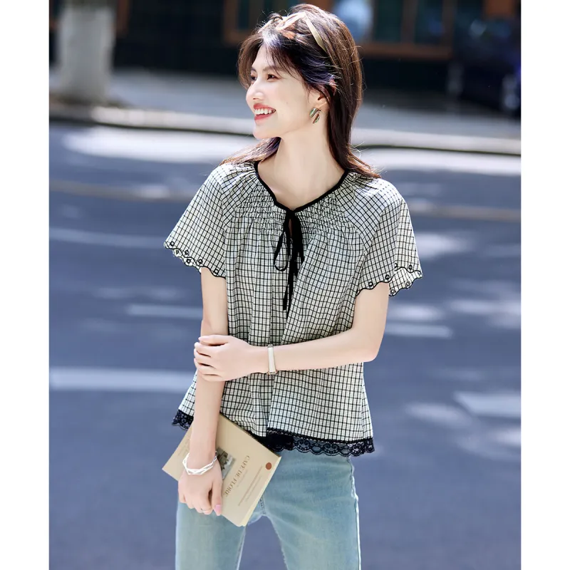 Still quiet Shirts Women's Black Plaid-2