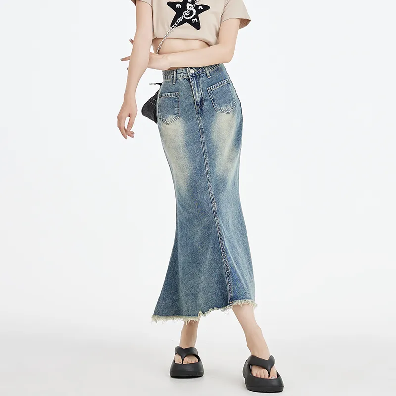 YINLEI Denim Long Skirt Women's-3
