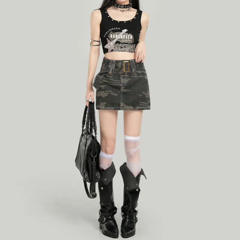 YINLEI Denim Short Skirts Women's-2