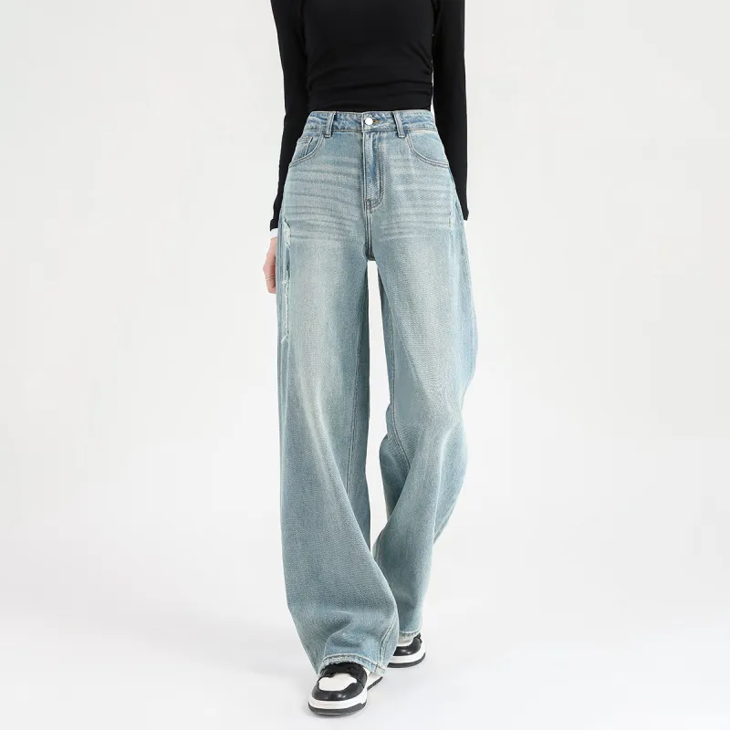 FAWENXIANGZI Jeans Women's Light Blue-5